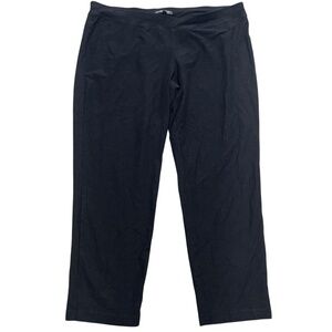 Eileen Fisher Pants Womens Petite L Black Crepe Pull On Stretch Knit Made in USA